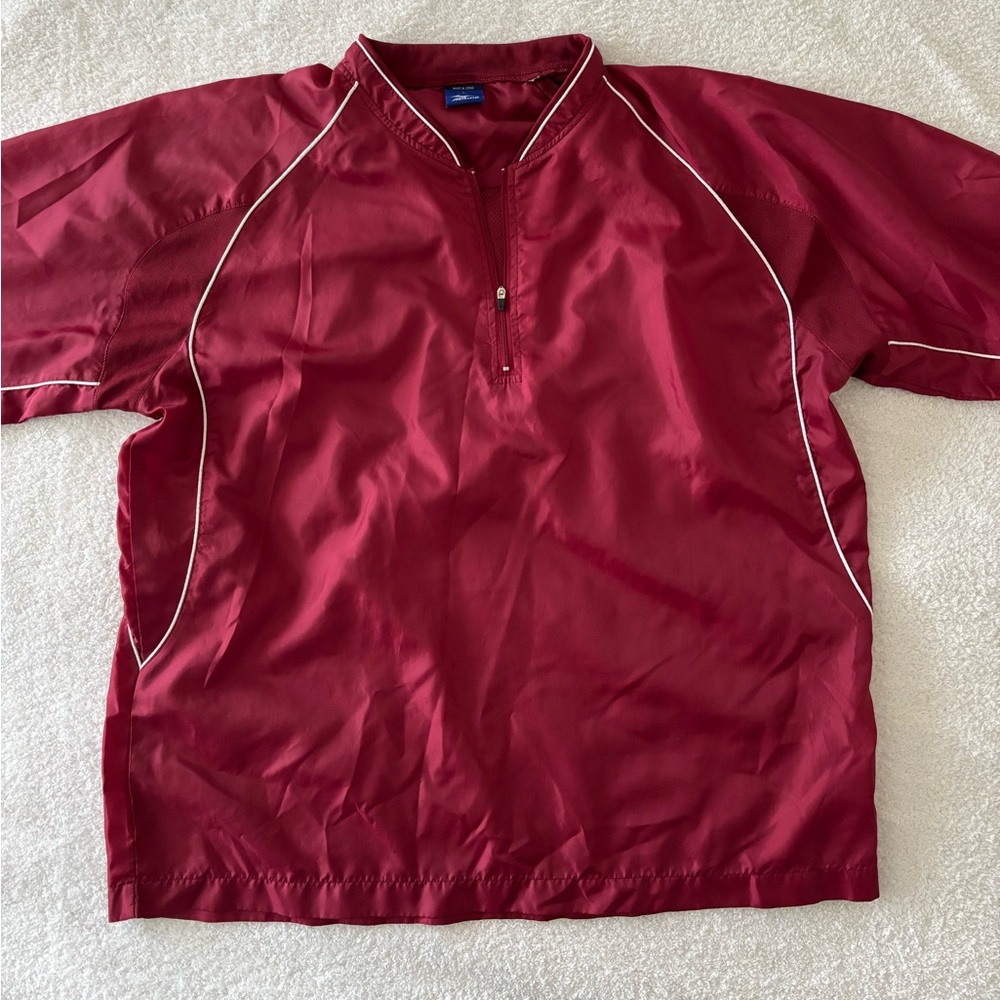 Mizuno Men's Bugundy  Half-Zip Pullover Short sleeve Casual Shirt Size Large